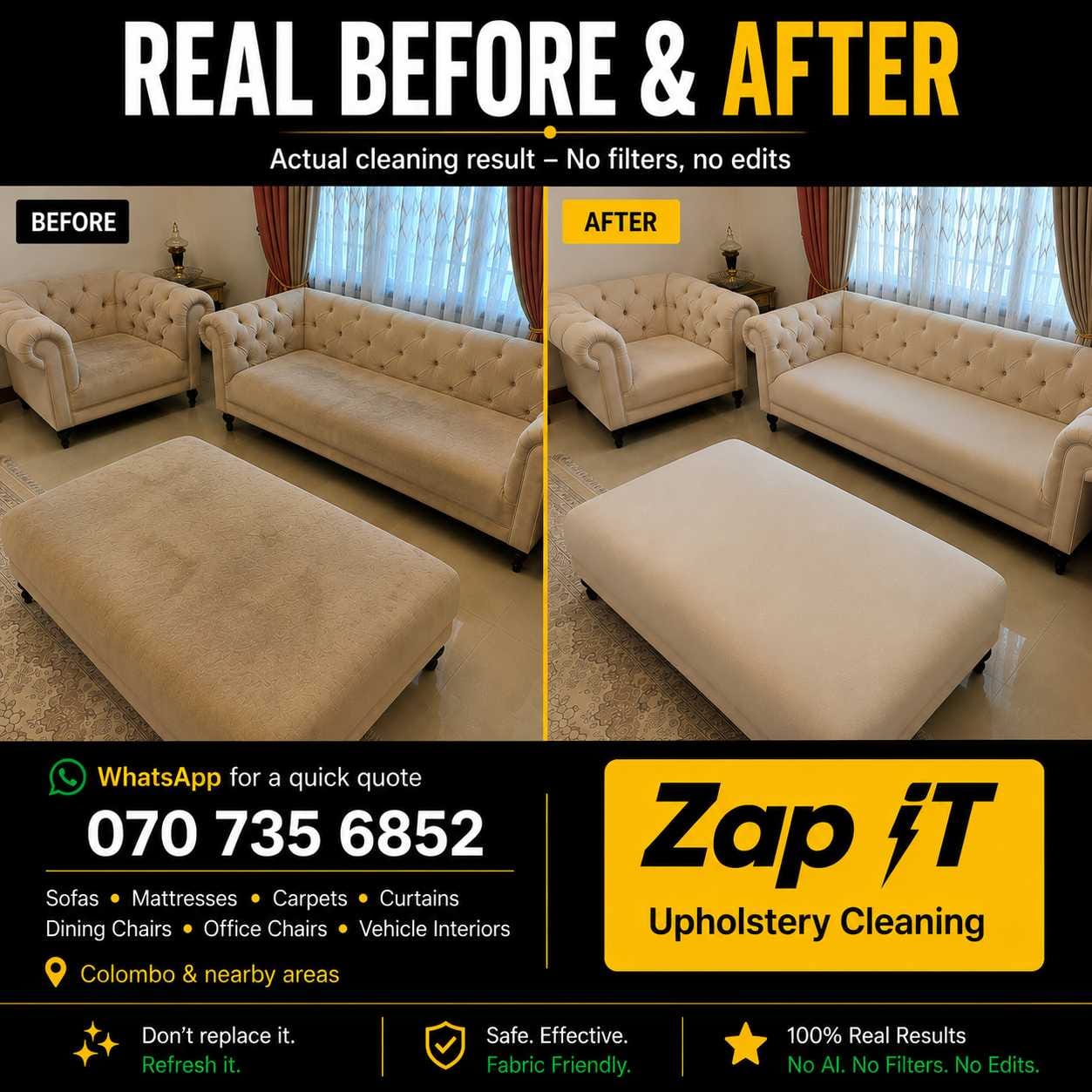 Zap-iT sofa cleaning project